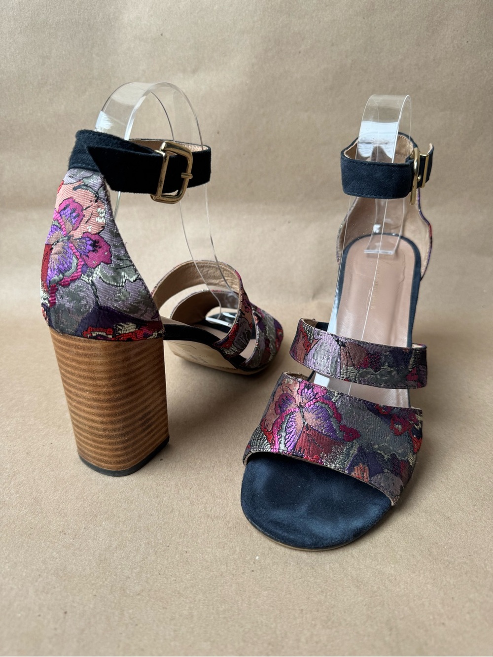 Anthropologie Jacquard Strappy Formal Block Heels (Women’s US size 7.5 EUR 38) - Picture 2 of 5